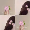 Clip de oreja de flor amarilla dulce francesa, flequillo de hada, pasador de niña, pinza lateral, rollo de tela no tejida de temperamento, rosa