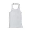 Camisola Sexy Halter sin Mangas para Mujeres Europeas y Americanas, Sexy, Corta, Ajustada, Delantera y Trasera de Dos Largos, Chaleco Halter