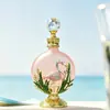 Botella de Aceite Esencial Transfronteriza 30ml Estilo Árabe Esmalte Multicolor Decoración Floral Flamenco Chapado en Oro Aleación Botella para Decantar Perfume