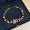 Collar y Pulsera de Mariposa y Flor con Perla y Circonita Chapados en Oro Real de 18k Cadena para Clavícula de Lujo Ligero y Acabado de Alta Gama Adorno de Collar Dulce
