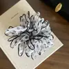 Goma para el pelo grande de lunares blancos y negros estilo coreano para mujer, pinza para el pelo para media coleta, goma de pelo de malla, accesorio de pelo perezoso
