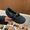 Zapatos de Algodón Grises Estilo Tweed para Mujer Zapatos Peludos Estilo Nuevo Estilo Coreano 2025 Lana Mary Jane Otoño e Invierno Forrados de Felpa