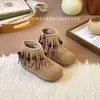 Botas de Couro Estilo Princesa Retrô da Moda 2026 Outono/Inverno Novas Botas Curtas para Meninas Design Estilo Coreano Botas com Franjas para Crianças Outdoor