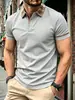 Camisa Polo Waffle Transpirable Manga Corta Cuello Solapa Tres Botones Casual de Negocios Top Polo Cuadros Secado Rápido Resistente a las Arrugas