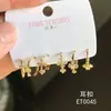 Aretes de Circonita Súper Brillantes en Forma de Cruz, Set de Tres Piezas de Joyería para Año Nuevo, Lujo Ligero, Gama Alta, Compactos, Exquisitos y Elegantes