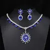 Conjunto de estilo europeo y americano transfronterizo, nueva tendencia de moda, collar de círculo verde claro, pendientes, cadena floral elegante para la clavícula