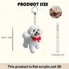 Chaveiro acrílico plano 2D, com um cachorrinho branco fofo, perfeito para mochilas, chaves de carro e para amantes de animais de estimação