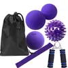 Pelota de fascia para yoga de seis piezas de silicona de una pieza dureza de la pelota Pelota con púas Un agarre de esponja anillo elástico de látex