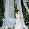 Cortina de Gasa Semitransparente de Chifón Decoración de Boda Gasa Blanca Escenario Gasa Translúcida Color Champaña Techo Boda al Aire Libre Tela Colgante