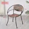 Silla con Respaldo de Ratán Sala de Estar Balcón Hogar Ocio Silla Individual Pequeña Silla de Ratán Tejida a Mano Taburete Bajo Silla de Comedor Ratán de Imitación