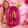 Venta al por mayor transfronteriza Globos digitales de corona de cumpleaños de 32 pulgadas Globos de película de aluminio digital rojo rosa Fiesta de cumpleaños Aniversario