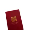 Convite de casamento de luxo estilo chinês com caracteres "feliz" estampados em ouro, envelope com relevo de rosa vermelha, convite para banquete de casamento bilíngue chinês-inglês