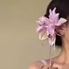Horquilla de primavera y verano 2025, temperamento dulce, flor de cinta, ambiente, rosa, accesorios para el pelo lateral, suave, tocado súper de hada, ins