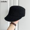 Gorro de lana gruesa Tre Basin para mujer, gorro de pescador de otoño e invierno, estilo coreano, gorro de copa británico, gorro de estilo japonés, gorro de punto a juego.