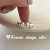 Anillo Coreano Ins Dongdaemun Celebridad de Internet Anillo de Corazón de Plata de Ley S925 Zirconio Oval Empalmado Diseño de Nicho