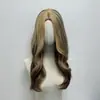 Pelucas de venta cruzada más vendidas estilo coreano con raya media, degradado, cabello largo rizado, red de rosa, seda mate, pelucas de cabeza completa, en stock para venta al por mayor