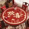 Toalha de Mesa Redonda de Ano Novo Impermeável e à Prova de Óleo, Sem Lavagem, Tapete Vermelho Festivo para Mesa de Chá de Ano Novo, Modelo Novo 2026 para Mesa de Jantar Redonda