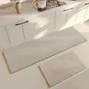 Tapete de Chão de Cozinha Cor Sólida Café com Leite Longo Absorvente de Lama Diatomácea Tapete de Chão Doméstico Resistente à Sujeira Fácil de Cuidar Tapete de Pé Longo Antiderrapante