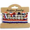 Accesorio de mano popular transfronterizo TK, pulsera versátil unisex con elementos de banderas estadounidense, argentina, británica y francesa, pulsera elástica