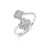 Anillo de Plata S925 con Moissanita de Trébol de Cuatro Hojas y Flor Doble Incrustada para Mujer Suministro Directo de Fábrica Joyería de Lujo Ligero