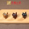 Sândalo Gato Cabeça para Cima Escultura Curioso Pequeno Mao Ornamentos Animal Fofo Criativo Mini Gato de Madeira Wen Brincar Peça de Mão