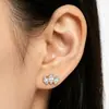 Amazon F136 Aleación de Titanio Labret Estrella de Cinco Puntas Pétalo Pendiente para Lóbulo de la Oreja con Rombos de Circonita Pendiente para la Oreja Roscado Interno G23