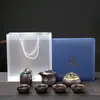 Conjunto de Chá de Viagem Zisha Kung Fu para Exterior Portátil Fogareiro de Incenso Sandália Copo Expresso Um Bule Quatro Copos Cerimônia de Abertura