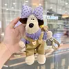 Llavero Colgante de Perro de Peluche de Dibujos Animados Llavero Creativo con Lazo para Coche