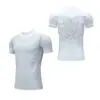 Camiseta deportiva ajustada de manga corta para hombre y mujer, transpirable que absorbe el sudor de secado rápido para gimnasio y running, capa base de alta elasticidad para baloncesto