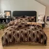 Estilo Maillard Peluche de Conejo Terciopelo de Leche Juego de Cuatro Piezas Invierno Engrosado Funda de Edredón de Terciopelo Coral Sábanas y Cubrecamas con Forro de Felpa