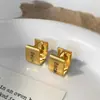 Pendientes Cuadrados Cepillados de Moda Versátiles Simples de Gama Alta Transfronterizos Pendientes de Temperamento para Viajes Diarios Diseño de Nicho