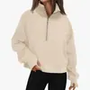 Jaqueta Feminina de Lã com Manga Raglan Estilo Europeu e Americano para Outono e Inverno, Solta, com Meio Zíper e Manga Longa, Tamanho Europeu, Amazon Transfronteiriça
