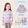 Jaqueta com Capuz Jerry para Bebês Meninas 2026 Outono Nova Blusa de Moletom Infantil Roupa de Outono para Bebês Listrada