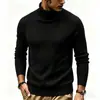 Otoño Invierno Nuevo Suéter de Cuello Alto para Hombre Ropa Interior de Punto Juvenil Rayado Ajustado Casual de Punto para Hombre
