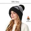 Gorro de Punto para Mujer Nuevo Otoño e Invierno Europeo y Americano Orejas de Gato de Dibujos Animados Gorro de Lana Elástico Protección para las Orejas con Tres Pompones Gorro con Forro Polar