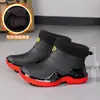 Botas de chuva impermeáveis e antiderrapantes para caminhada ao ar livre, sapatos casuais de borracha da moda para corrida