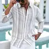 Comércio exterior europeu e americano, camisa listrada de manga comprida estilo retrô americano, novo estilo primavera e outono, camisa masculina resistente a rugas, atacado