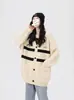 Suéter de rayas de colores de bloques holgado de marca china de moda, unisex, chaqueta cárdigan de punto estilo casual americano para otoño e invierno, cuello en V