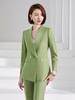 Traje de oficina de gerente comercial de alta gama para mujer, chaqueta ajustada, informal, formal, elegante, con cuello de fruta verde