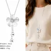 Cadena para Suéter de Collar Largo Geométrico, Accesorio de Lujo de Alta Gama, Versátil y de Moda, Colgante de Perla para Otoño e Invierno