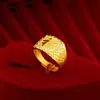Anillo de la fortuna arena rubia Vietnam latón chapado en oro anillo abierto para hombre anillo de hombre anillo de dragón boutique venta al por mayor