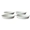 Fuente de cerámica blanca pura para hornear de doble asa para uso doméstico, Bol ovalado para hornear en horno, Bol para ensalada de frutas, Fuente de cerámica rayada, Plato para pescado