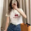 Camiseta de Manga Corta de Algodón Puro para Mujer, Nueva Moda de Verano, Camisa Blanca de Cuello Redondo, Top Corto Ajustado que Expone el Ombligo, 100% Algodón