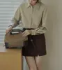 Camisa Casual de Manga Longa Soligther de Algodão Puro de Alta Densidade Nova Coleção Primavera e Outono 2025 Camisa Solta Elegante para Mulheres