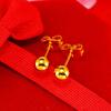 Brincos Redondos Estilo Xiaohongshu Cobre Banhado a Ouro Grão Brilhante Fosco Presente Dia dos Namorados Chinês Joias para Namorada Atacado