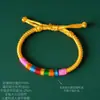Pulsera de cuerda roja con nudo de giroscopio tejido a mano, patrón de pata de gallo, para hombre y mujer, pareja, estudiante, cuerda de mano, nudo de diamante, nudo plano, joyería de cuerda de cinco colores
