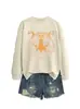Amazon Ebay Estación Independiente Moda Elegante Interesante Dama Cabeza de Tigre Colorido Otoño e Invierno Cuello Redondo Sudadera Camiseta Base