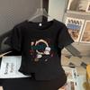 Camiseta Feminina Branca Manga Curta Ombro Normal 2025 Nova Verão Cor Sólida Top Curto Algodão Puro Meia Manga Blusa Rejuvenescedora