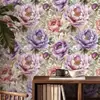 Pegatina de Pared Floral Romántica Autoadhesiva Papel Tapiz Resistente a la Humedad y al Moho Ecológico Lujo Ligero Decorativa para Pared de Dormitorio Armario Renovación