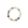 Suministro directo de fábrica de pulsera de jade violeta de seda dorada, pulsera de cuentas redondas de jade floral púrpura ahumado, joyería de estilo chino para mujer, venta al por mayor en transmisión en vivo